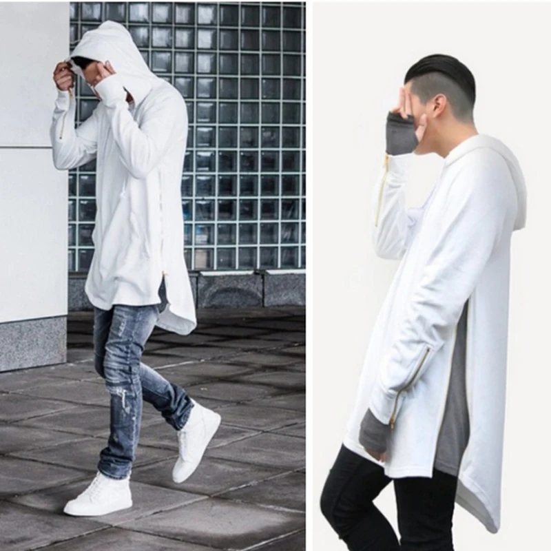 

Men Hooded Sweatshirts Fashion Europe America High Street Lrregular Hem Hoodies Jacket Long Sleeve Cloak Male Hooded Pullover
