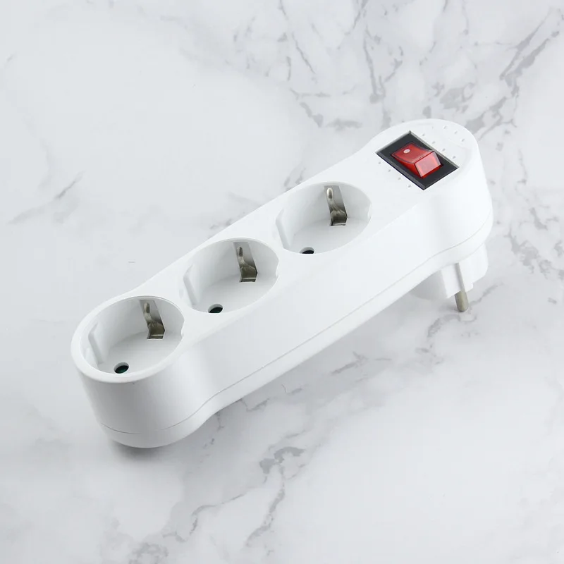 

European Conversion Plug EU Plug to Socket 3AC Outlets Wall Charger Power Adapter Electric Socket with Switch