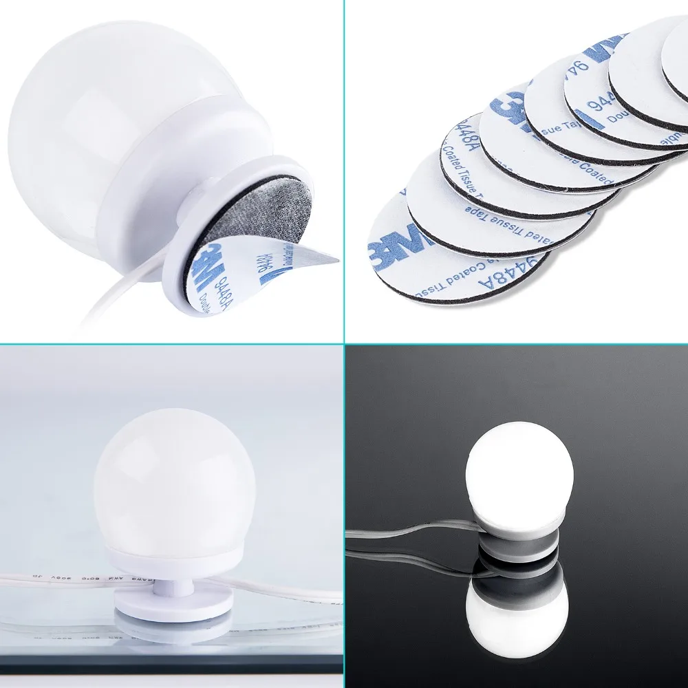 Светодиодный набор косметических зеркал в голливудском стиле, лампы для настенного туалетного столика с диммером и адаптером, 16 шт. лампочек