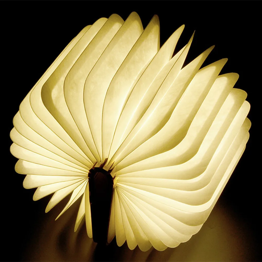 SuperNight Folding LED Book Lamp Wooden Waterproof USB Rechargeable LED Night Light Decoration for Home Bedroom Table Lamp (2)