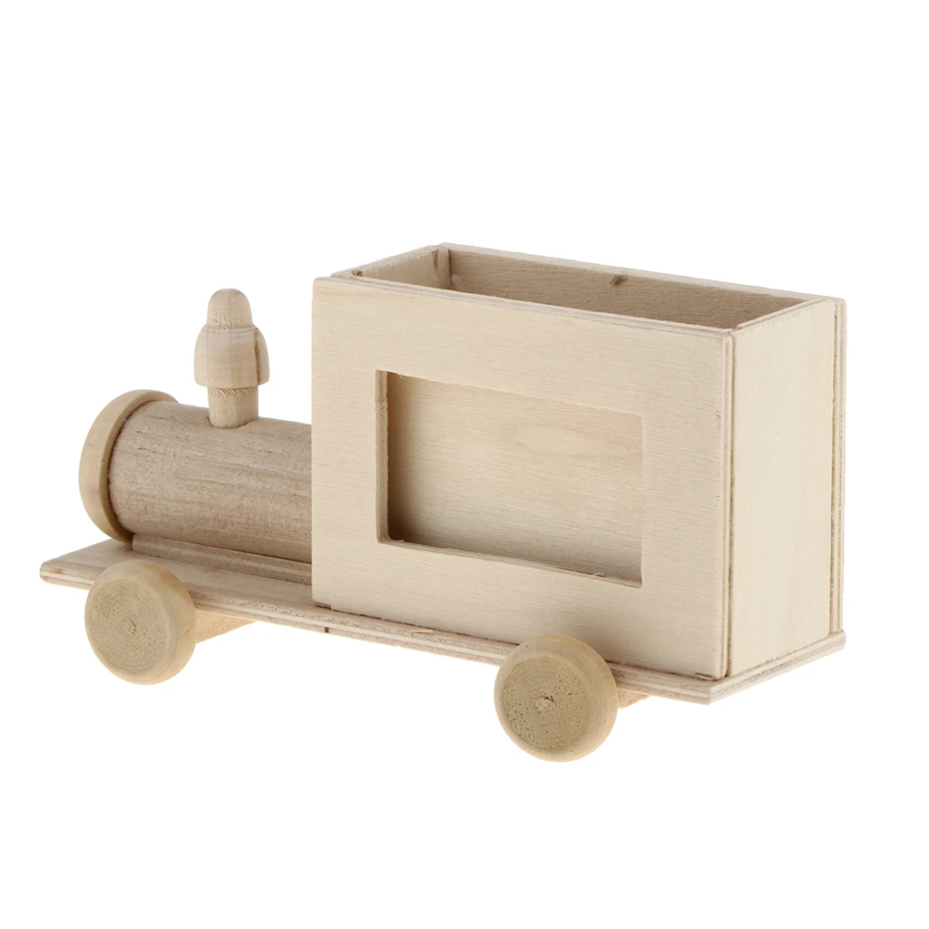 Unfinished Wood DIY Wood Pen Holder Hand Made Desk Organizer Pen Pot School Office Supplies Pen Stand Creative MDF Kids DIY Toys