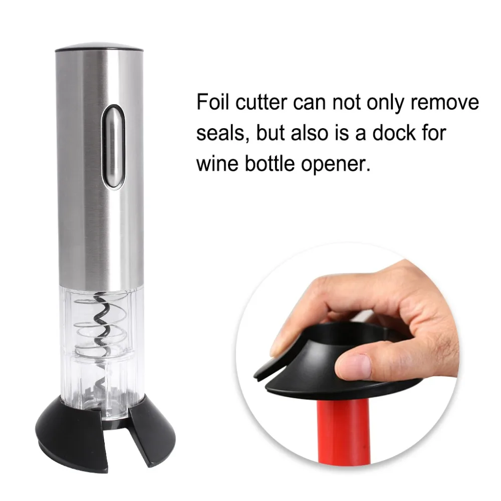 Stainless Steel Electric Bottle Opener USB Rechargeable Electric Bottle Opener Five-Piece Wine Accessories Gift Set with Foil Cutter Vacuum Stopper Wine Pourer (5)