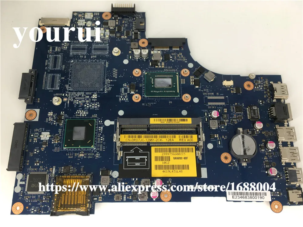 Yourui для Dell Inspiron 3521 дюйма 5521 фотоэлемент 0RD7JC RD7JC VAW00 DDR3L материнская плата ноутбука