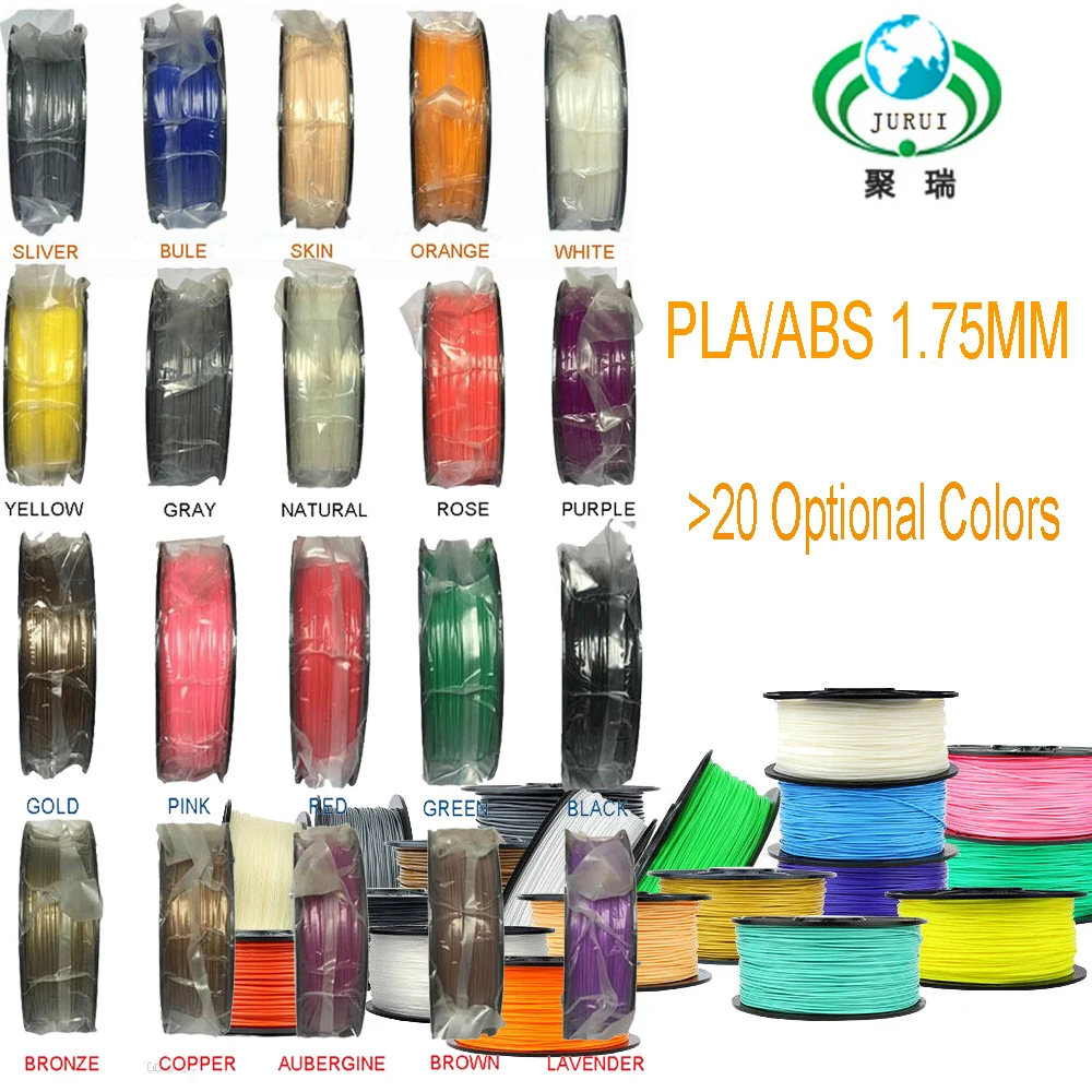 

JURUI PLA/ABS 3D filament 1.75 Multi-colors 1kg plastic spools filament 1.75 3D printer filament impressora 3D filamento