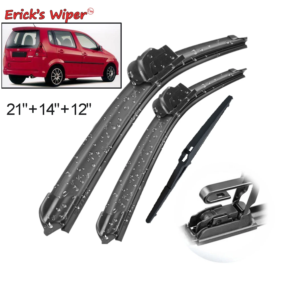 

Erick's Wiper Front & Rear Wiper Blades Set Kit For Daihatsu YRV 2000 - 2005 Windshield Windscreen Window Rain Brush 21"+14"+12"