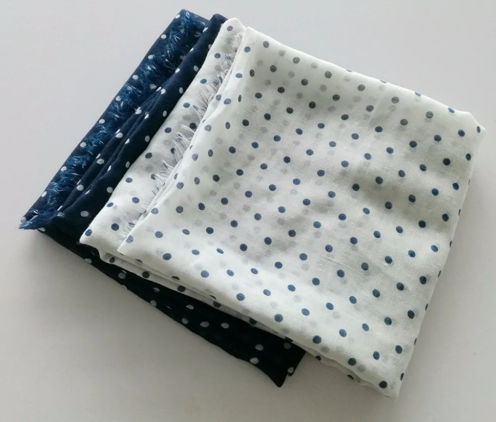 Women Spot Pattern Cotton Voile Fringe Scarf 2Colors 10pcs/Lotpattern