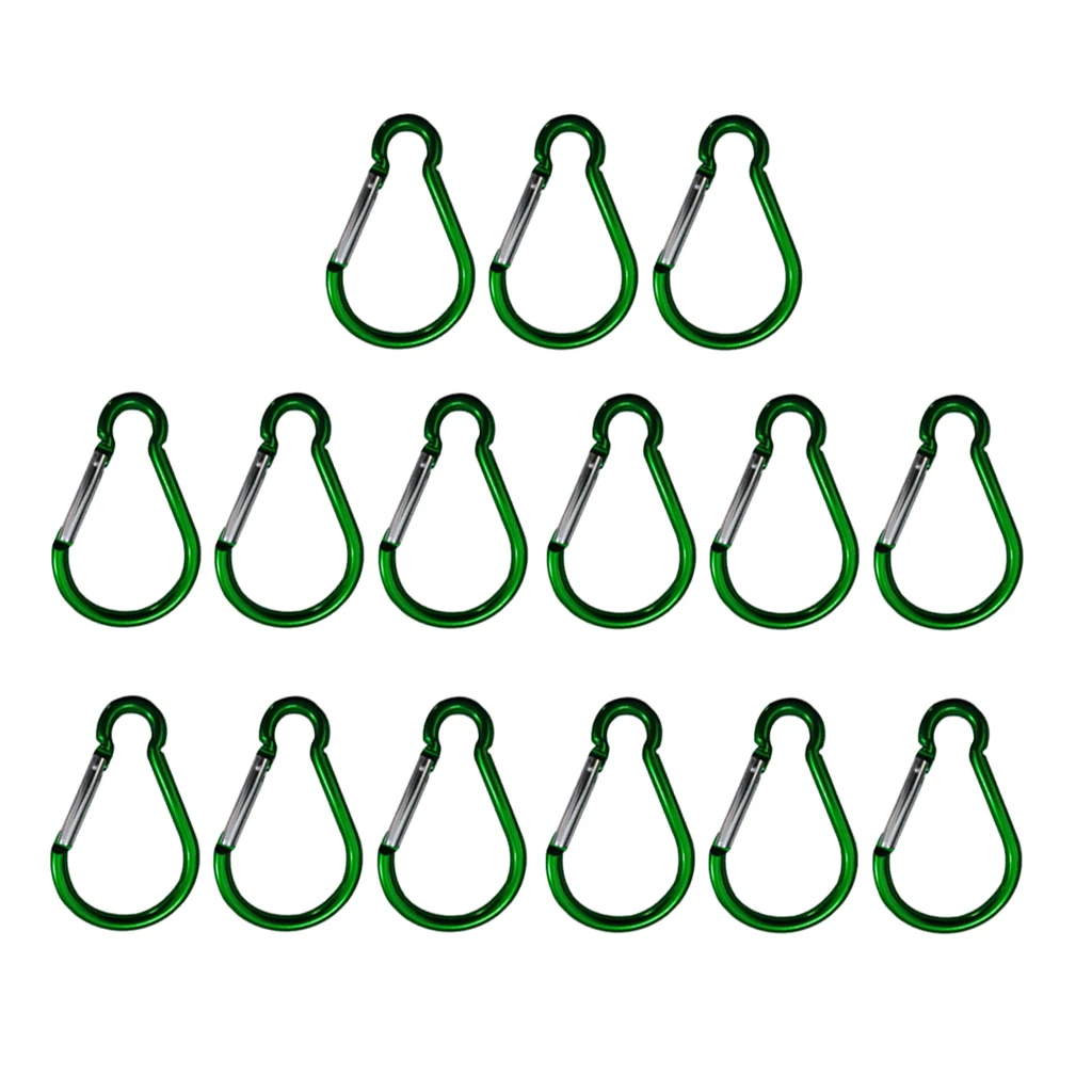 MagiDeal 15pcs Multiuse Camping Keychain Carabiner Key Holder Sports Backpack Buckle Aluminum Keychain Carabiner