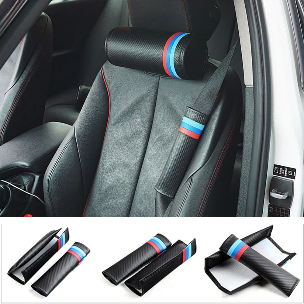 Стиль/M спортивные Автомобильные ремни безопасности и подкладки из углеродного волокна кожаный ремень наплечный рукав для BMW X1 X3 X5 X6 5 серия 7 серия