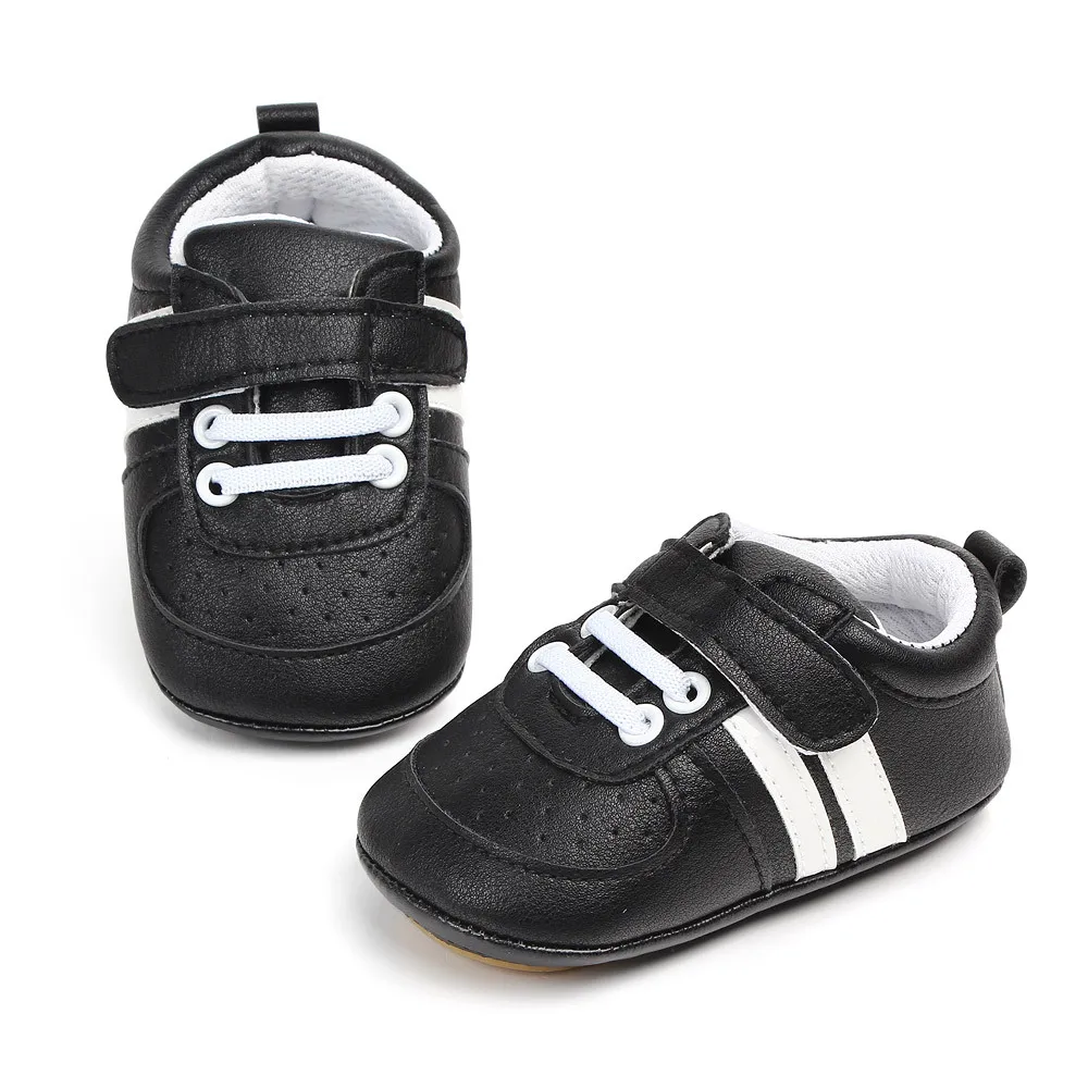 Для маленьких мальчиков и девочек с жесткой подошвой кеды для малышей из искусственной кожи противоскользящие носочки для мокасины; первые шаги Повседневное спортивной обуви