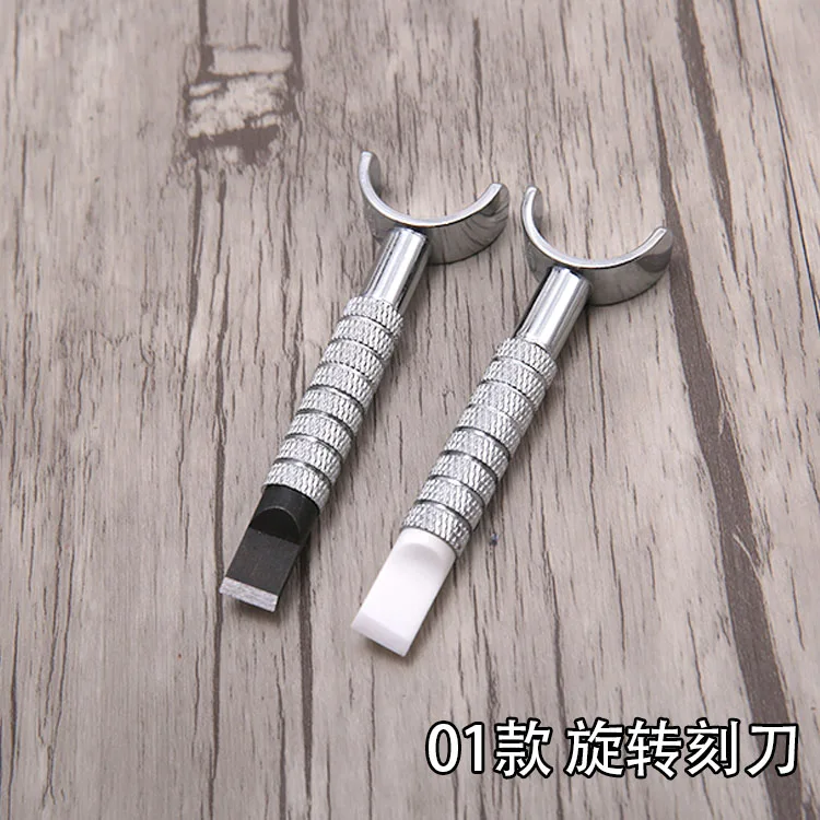 Extendable Leather Manual Carving Knife Rotate Cutter Head Whirling Ceramic Steel Sculpture Enchase Printing DIY Cowhide Tools