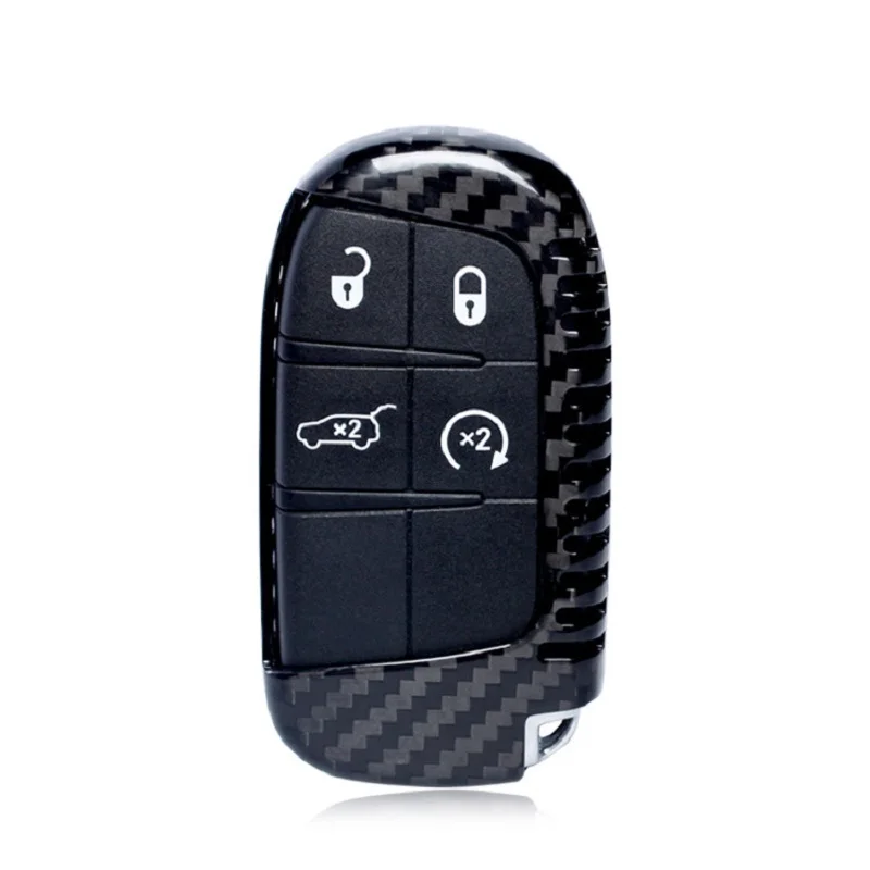 Remote Key Fob Cover Shell For- Jeep Grand Cherokee Carbon Fiber Key Case Car Styling Accessories