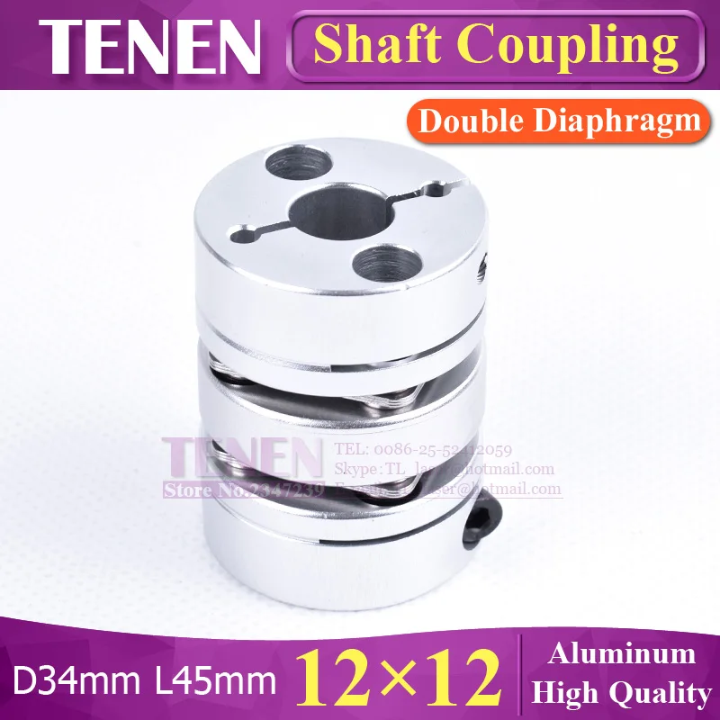 Double Diaphragm Shaft Coupling Disc Electric Coupler Bore 12x12mm D34mm L45mm For Screw Rod