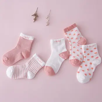 

0-6T 5 Pairs Of Infant Baby Girl BOY Socks Cute Cotton Cartoon Striped polka dot NewBorn Kids calcetines infantil chaussette
