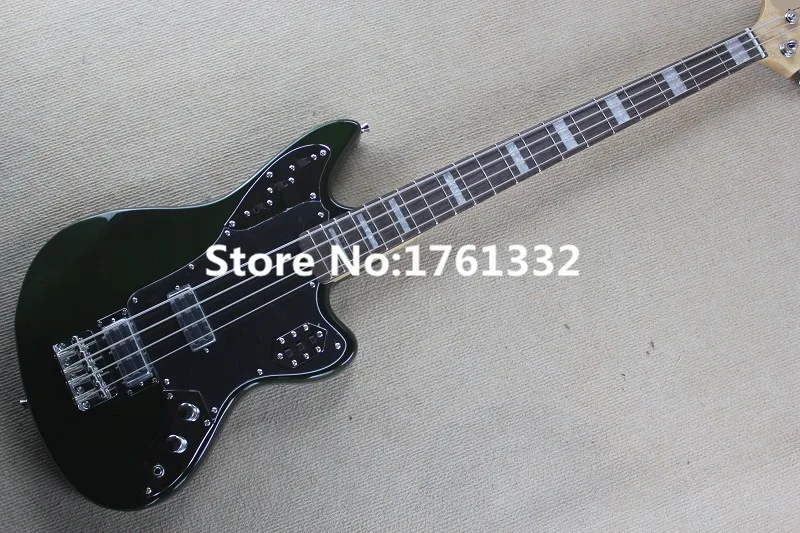

Hot sale 20 frets 4 strings green body electric bass guitar with black pickguard,chrome hardware,can be changed as request