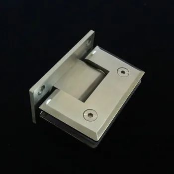 

1 Pcs Fully Cast Brushed Glass Hinge 5 Cm Solid Bathroom Clip 90 Degree Beveled Stainless Steel 304 Furniture Hardware