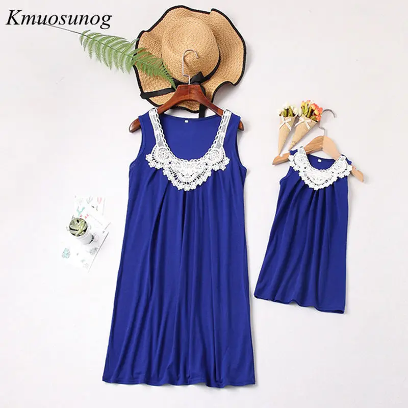 

2019 Brand New Family Matching Sets Summer Mother Daughter Dress Sleeveless Print Floral Patchwork High Waist Maxi Dress C0407
