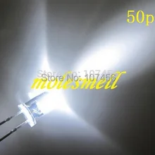 50 шт. 5 мм круглый светодиодный 5 мм белый светодиод(14000~ 16000 mcd) 5 мм СВЕТОДИОД 5 мм прозрачный круглый белый светодиод