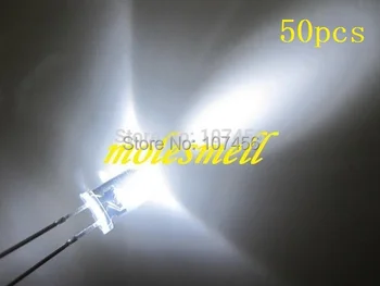 

free shipping!!! 50pcs 5mm round led 5mm white LED(14000~16000 mcd) 5mm light-emitting diode 5mm water clear round white led