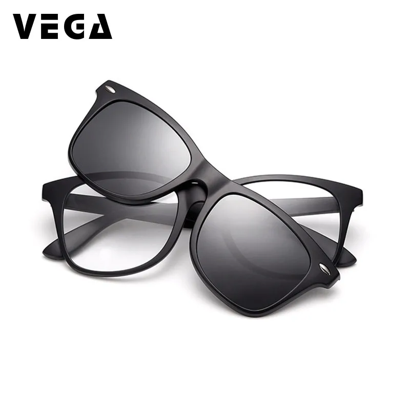 

VEGA 2 In 1 Polarized Magnetic Clip On Sunglasses Over Prescription Glasses Men Women Fit Over Magnetic sunglasses 2208