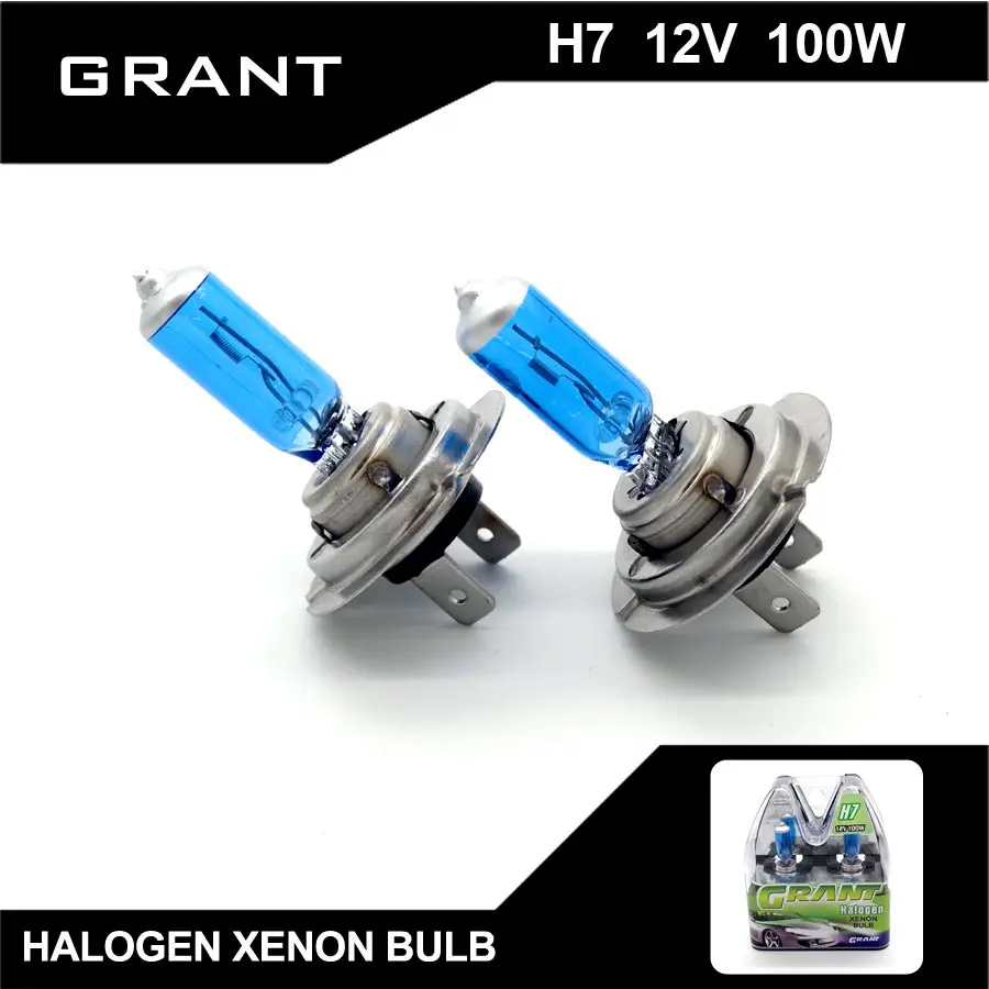 GRANT 2 шт. H7 DC12V 100 Вт 6000 К супер белый галогеновые Ксеноновые лампочки авто фары