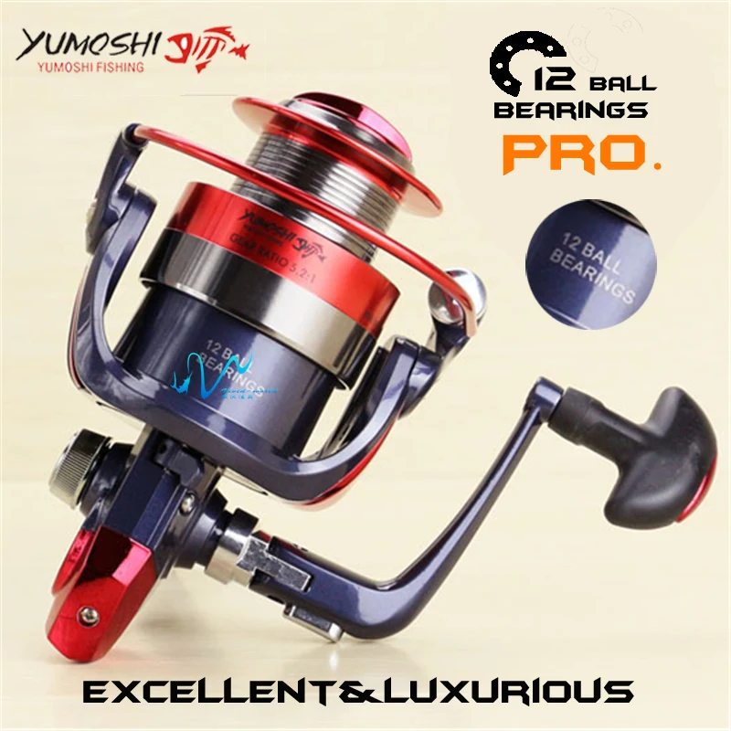 

Brand Fishing reel Metal main body 12 Ball Bearings High speed Spinning reel Light weigth super sturdy Rod Combo