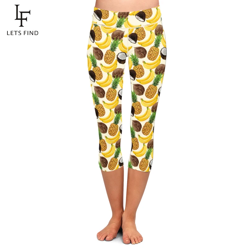 Summer High Waist Women Capri Leggings High Elastic Seamless Fruits Print Plus Size Mid-Calf 3/4 Fitness Legging Summer High Waist Women Capri Leggings High Elastic Seamless Fruits Print Plus Size Mid-Calf 3/4 Fitness Legging