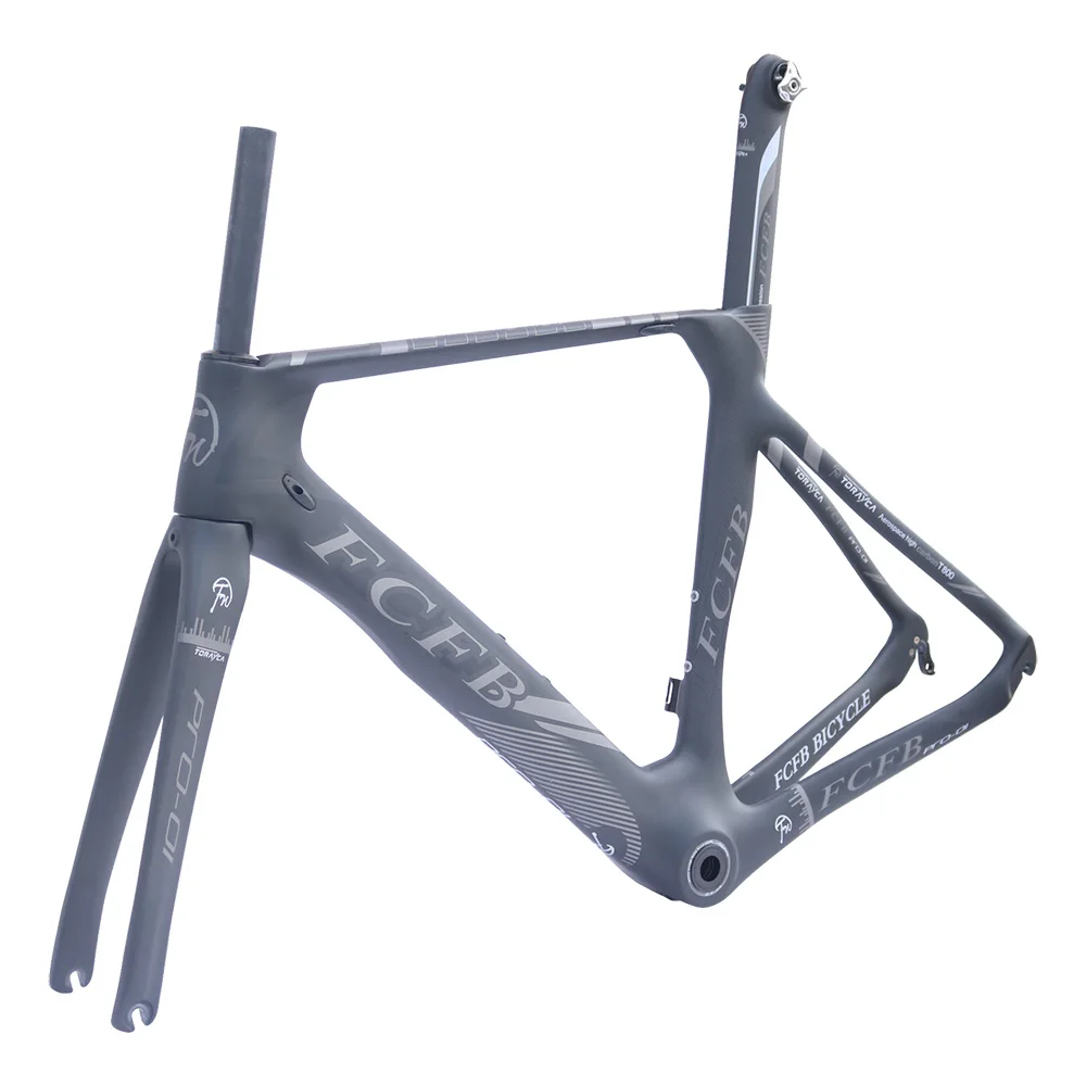 Discount FCFB carbon road bike Pro01 47/49/51cm new carbon road frame  3K matt BB92  bicicleta road  bike frame with handlebar stem 2