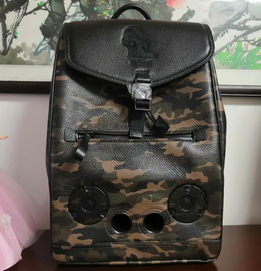 

High-end leather camouflage backpack speaker outdoor wireless speaker with 3D sound 40watt