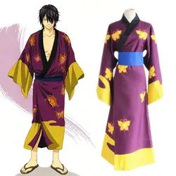 GINTAMA Косплэй костюм Takasugi Синсукэ Косплэй костюм кимоно Аниме для маскарада костюм на Хэллоуин Карнавальный вечерние Костюмы для косплея