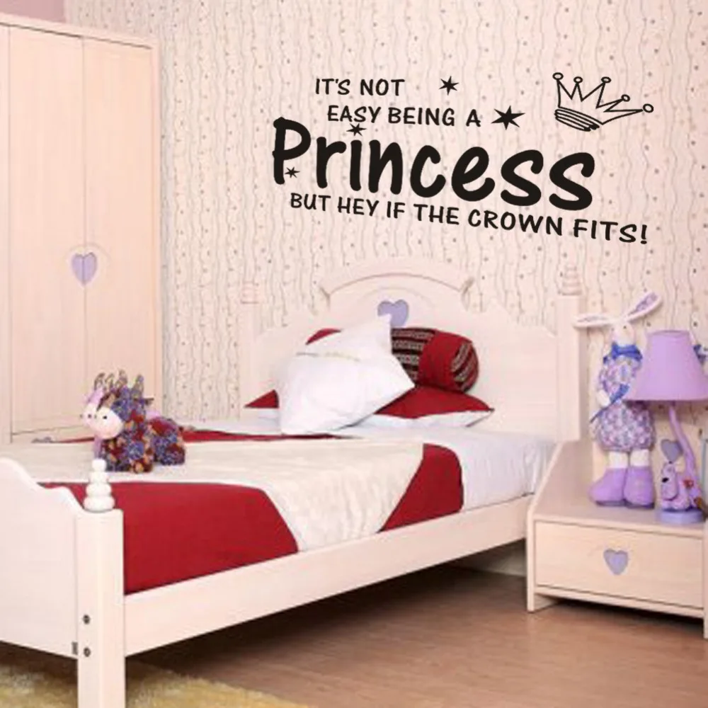 Cute Princess Crown Quotes Wall Stickers For Girl Rooms Decorations Diy Home Decals Removable Art Room Hot Wall Sticker Stickers Forstickers For Girls Aliexpress