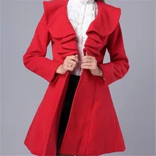 Новое поступление модная одежда облегающее милое винтажное повседневное пальто с оборками Элегантное Длинное уличное Женское пальто