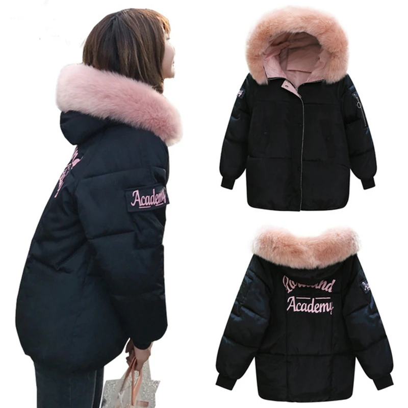 Beste Winterjas Vrouwen 2018 Nieuwe Mode Slanke Vrouwelijke Winter Jas Thicken Parka Down Katoen Kleding Nep vos bontkraag