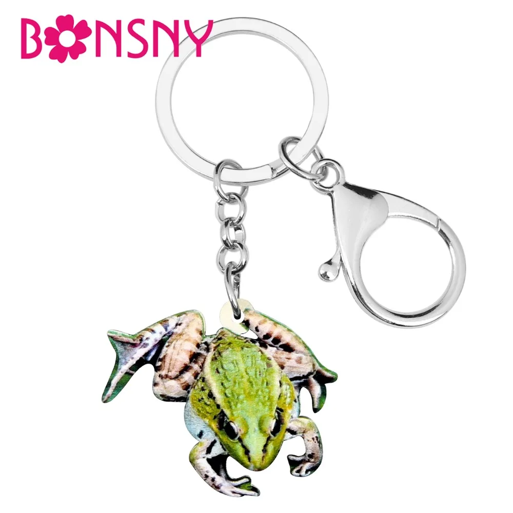 Bonsny акриловые брелки для ключей с прыгающей лягушкой брелок летнее натуральное