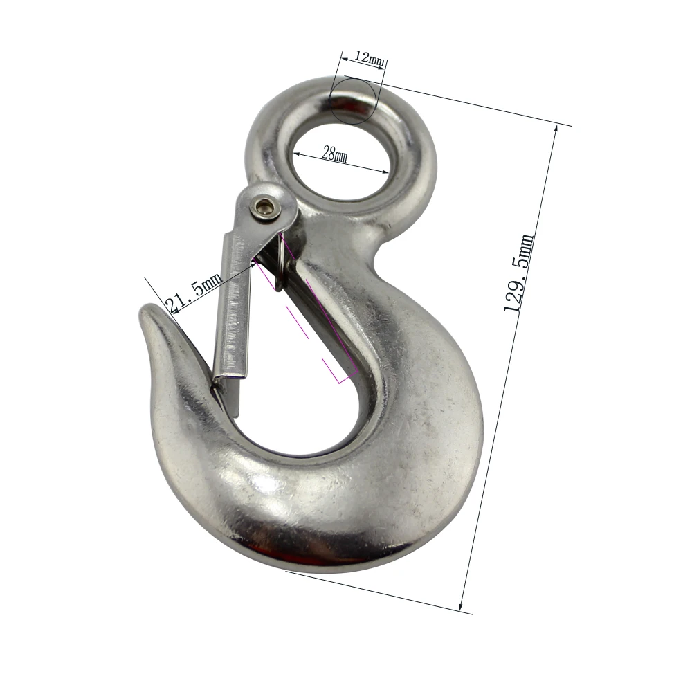 

Heavy Duty Stainless Eye Hoist Crane Hook Lifting Safety Load Limit 1.5T 2T 3Ton Marine 320A Snap Latched Hoist Crane Hook 1pc