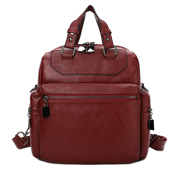 

YILIAN fashion Leisure PU knapsack 2018 women's double shoulder bag backpack multi pocket 1928