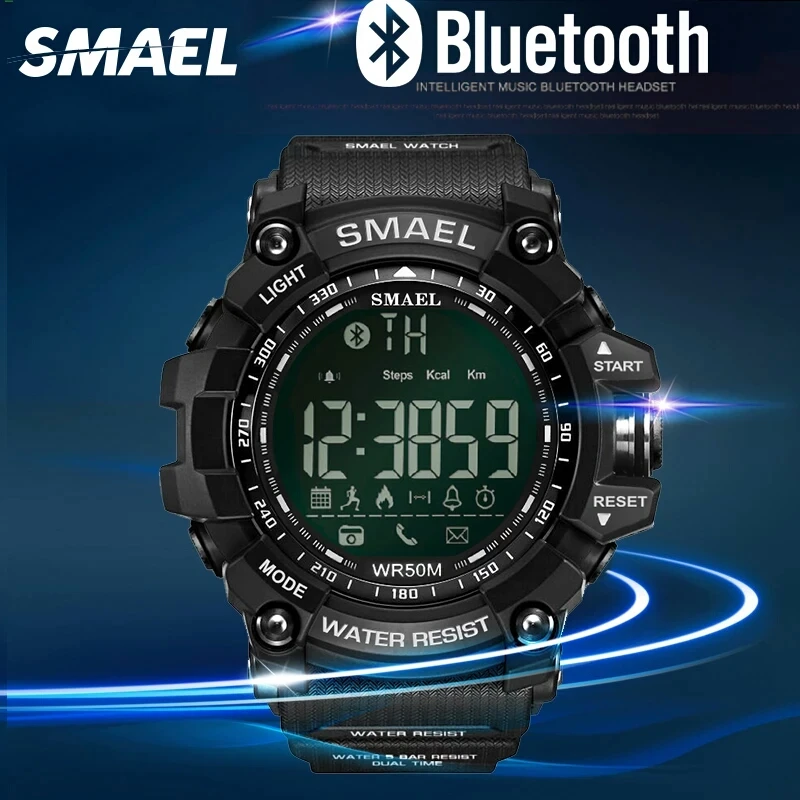 Smael Digital Watch Men Bluetooth Smart Watch Waterproof 50m Big Dial Call  Reminder Remote Camera Outdoor Sport Wristwatch 1617b - Digital  Wristwatches - AliExpress