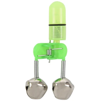 

10Pcs 2in1 Night Fishing Rod Tip Clip LED Light Twin Bells Ring Fish Bite Alarm