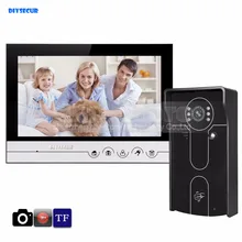 DIYSECUR 9inch Video Record/Photograph Video Door Phone Doorbell Home Security Intercom System RFID Camera IR Night Vision