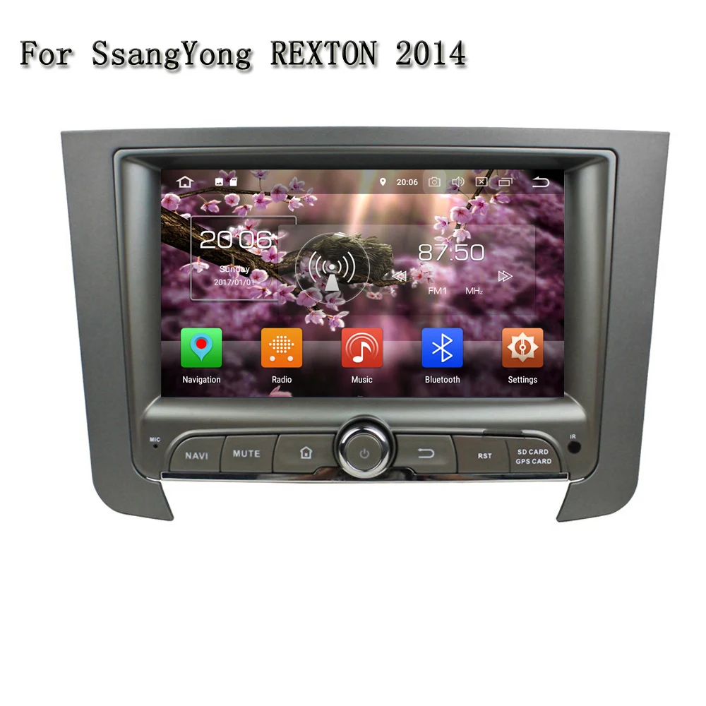 

7 Inch 2 Din Pure Android 8.0 System 8 Core With Wifi BT OBD Car Auto Electronic GPS Navigation For Ssangyong REXTON 2014