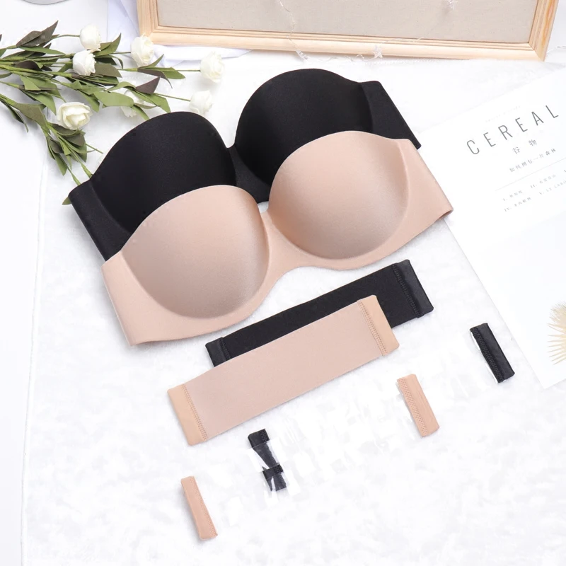 

Invisible Bras For Women Push Up Bra Lingerie Back Band Dress Backless Bras Strapless Underwired 1/2 Cup Wire Free Underwear #D