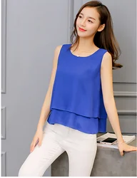 Fashion Brand Female Chiffon Shirts Women Summer Casual Top Plus Size S-2XL Loose Sleeveless Thin And Light Chiffon Blouse