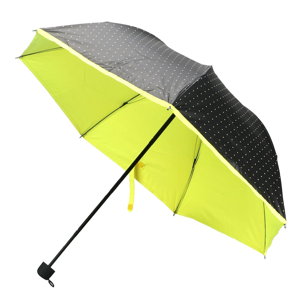 110 см 3 раза складной маленький черный зонтик волновой точки зонтик Женский анти-УФ Защита от солнца тенты Зонты портативный водостойкий