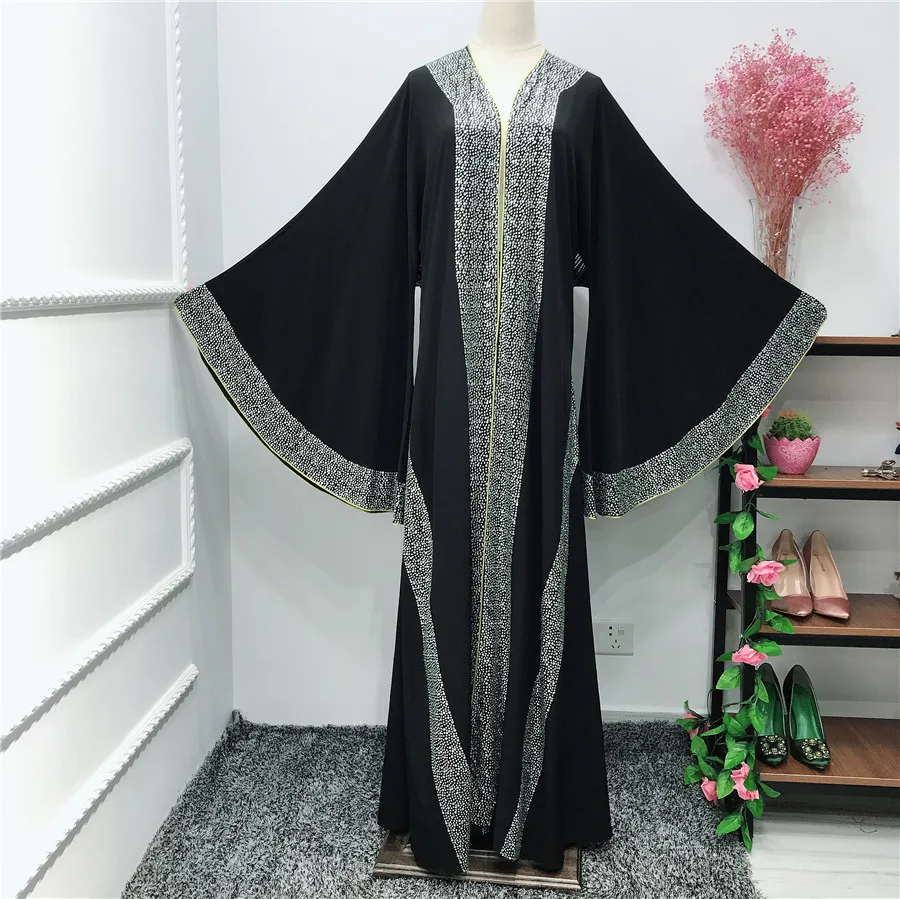 

Elegant Women Muslim Abaya Dress Fashion Club Party Ramadan Abaya Diamonds Cardigan Muslim Prayer Dress Caftan Marocain