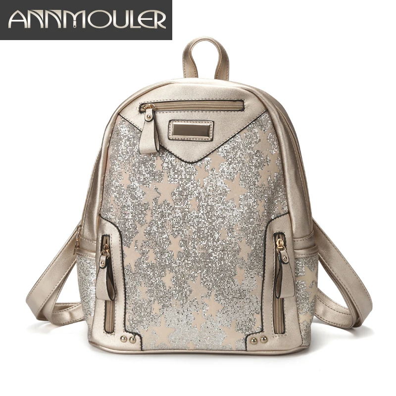 

Annmouler Brand Design Backpacks Women Fashion Shoulder Bag Star Pu Leather Rucksack Large Capacity Girls Casual Daypack