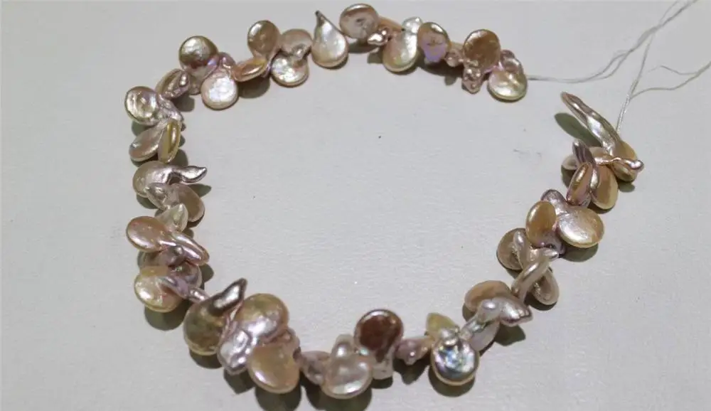 

Coin freshwater pearl necklace DIY Material Natural purple13x20mm 15