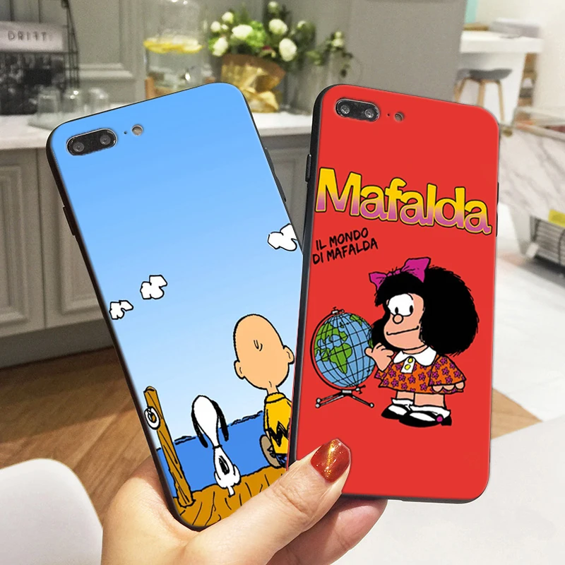 

Charlie Brown Case For iphone 8 Case Mafalda Soft TPU Silicone Phone Cases For iPhone 7 5 5S XR XS Max 6 6s plus X Cover Fundas