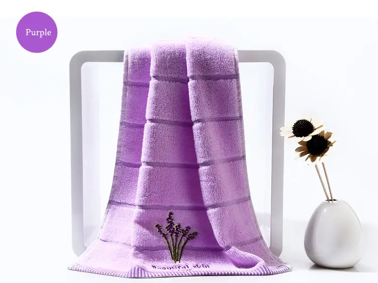 Lavender Embroidered Towels bathroom High Quality Cotton Large Bath Towel for Women travel Absorbent 2 colours Beach Face Towel