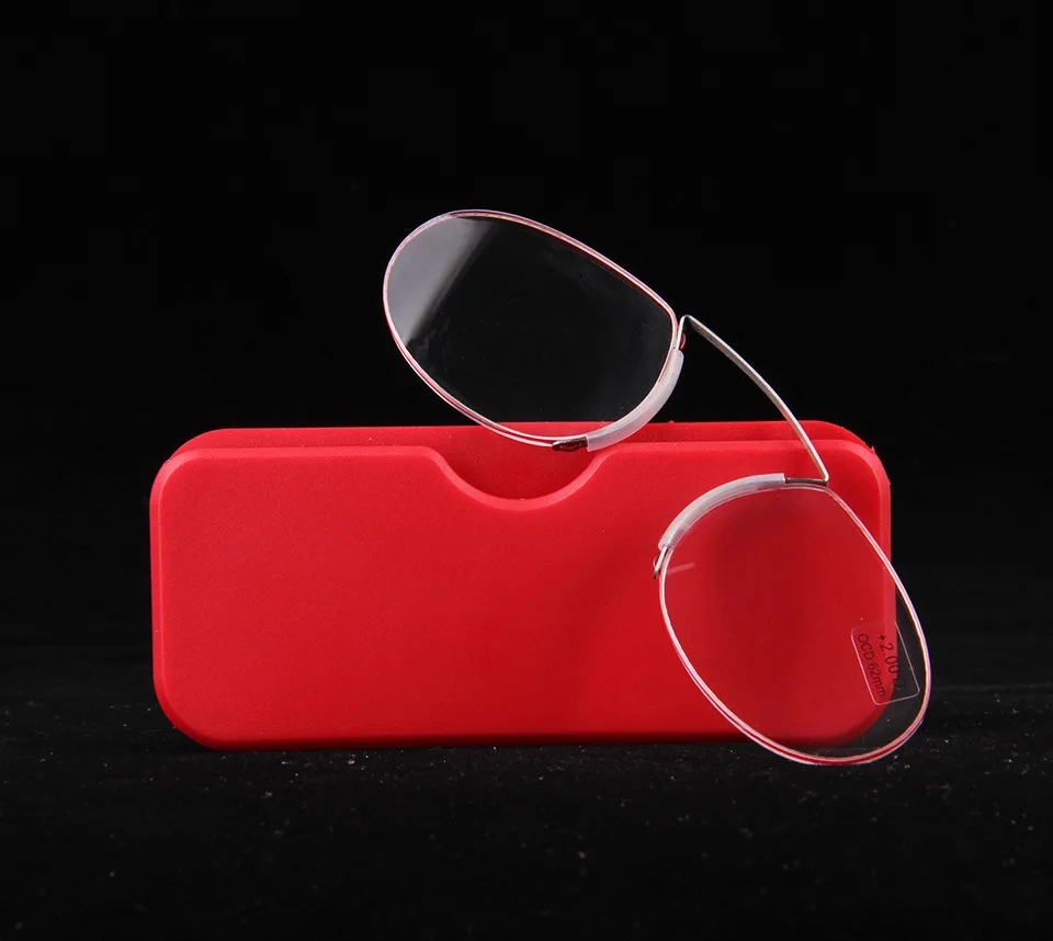 Reading Glasses 1.0 to 4.0 Portable Wallet Reader Case Nose Clip on