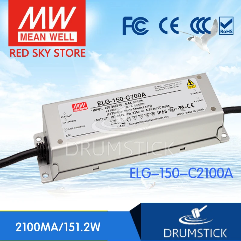 

MEAN WELL ELG-150-C2100A 80V 2100mA meanwell ELG-150 80V 151.2W LED Driver Power Supply A type [Real6]