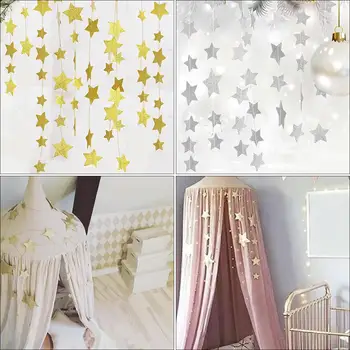 

Mosquito Net Hanging Decoration Gold Silver Sparkling Stars Children's Rooms Walls Decor